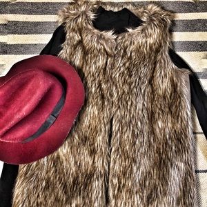 Faux fur long vest